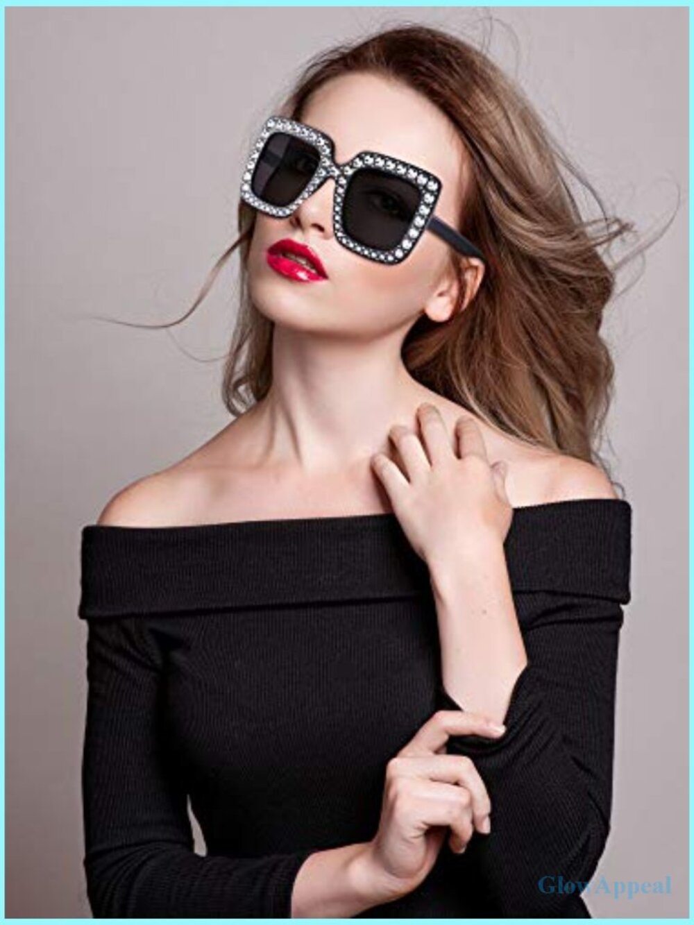 6 Pairs Oversized Square Sunglasses Rhinestone Disco Party Photo Props - Picture 6 of 7